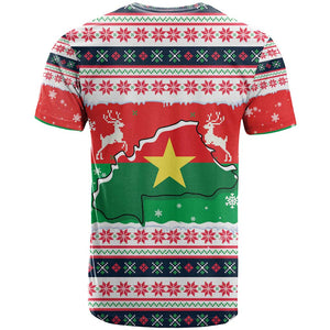 Christmas Burkina Faso T shirt Reindeer Star Design - African Pride
