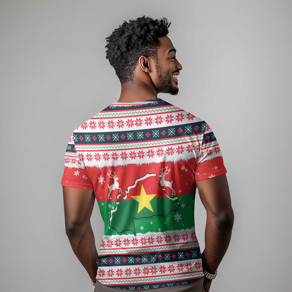 Christmas Burkina Faso T shirt Reindeer Star Design - African Pride