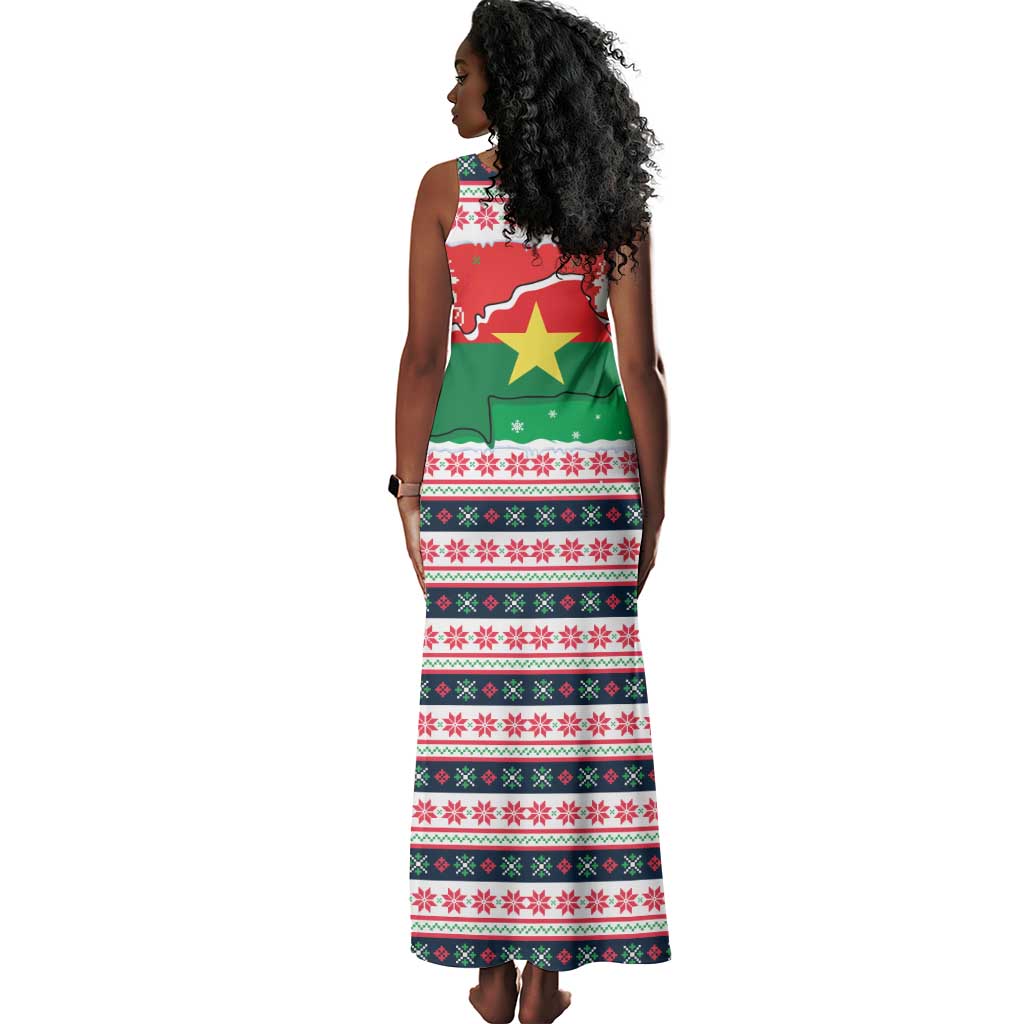 Christmas Burkina Faso Tank Maxi Dress Reindeer Star Design - African Pride