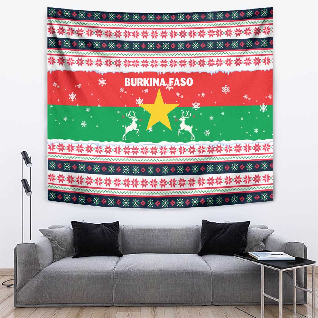 Christmas Burkina Faso Tapestry Reindeer Star Design - African Pride