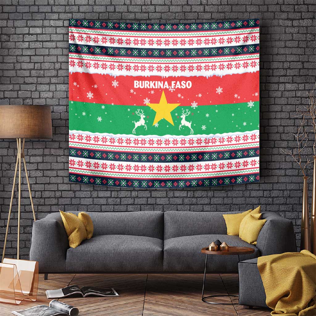 Christmas Burkina Faso Tapestry Reindeer Star Design - African Pride