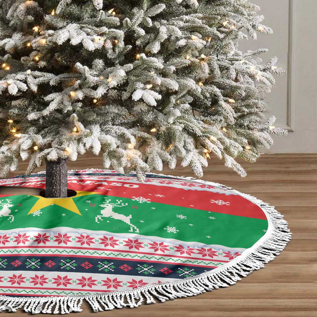 Christmas Burkina Faso Tree Skirt Reindeer Star Design - African Pride