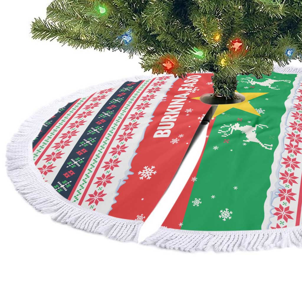 Christmas Burkina Faso Tree Skirt Reindeer Star Design - African Pride