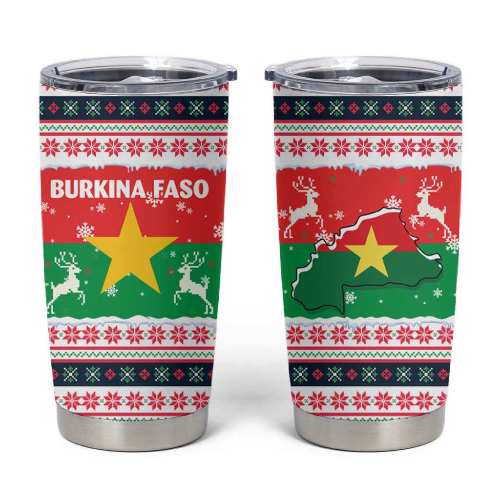 Christmas Burkina Faso Tumbler Cup Reindeer Star Design - African Pride