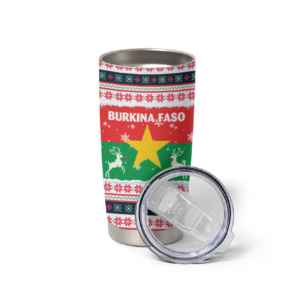 Christmas Burkina Faso Tumbler Cup Reindeer Star Design - African Pride