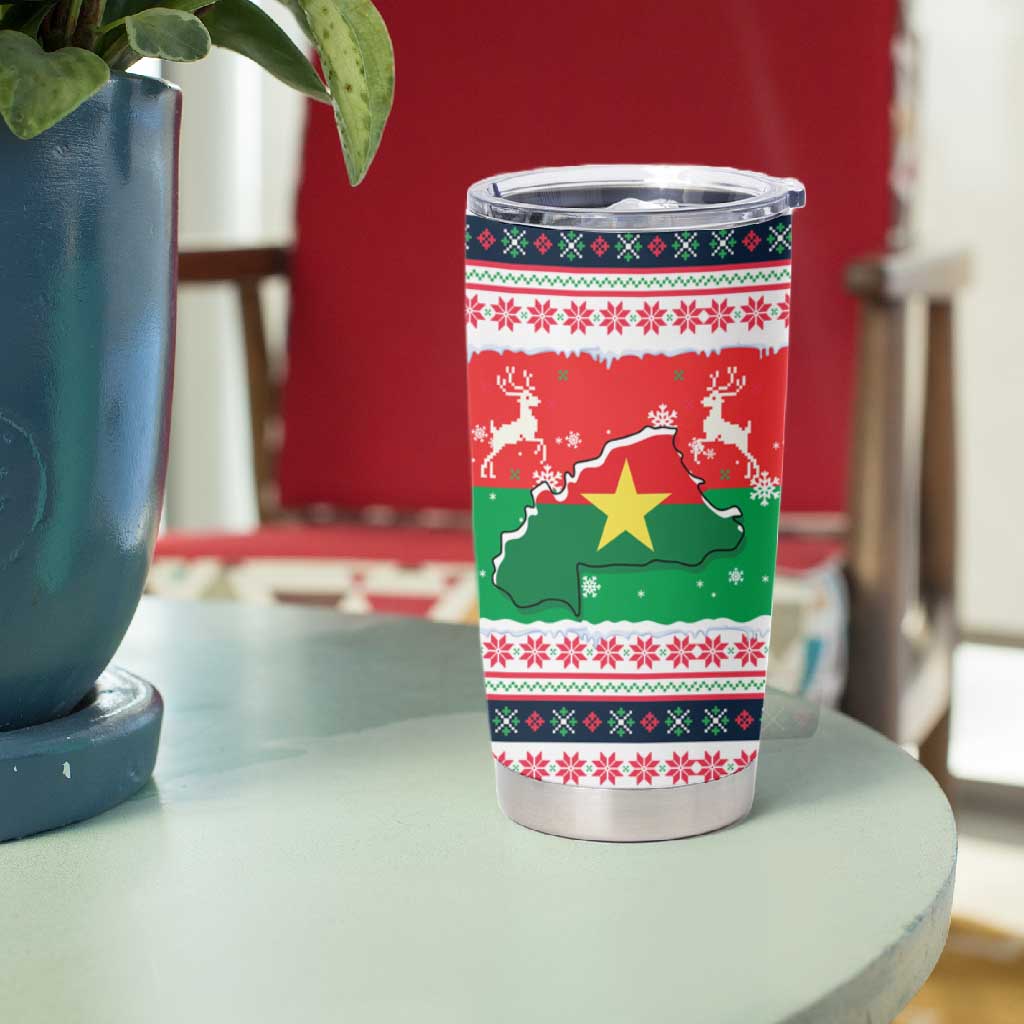 Christmas Burkina Faso Tumbler Cup Reindeer Star Design - African Pride