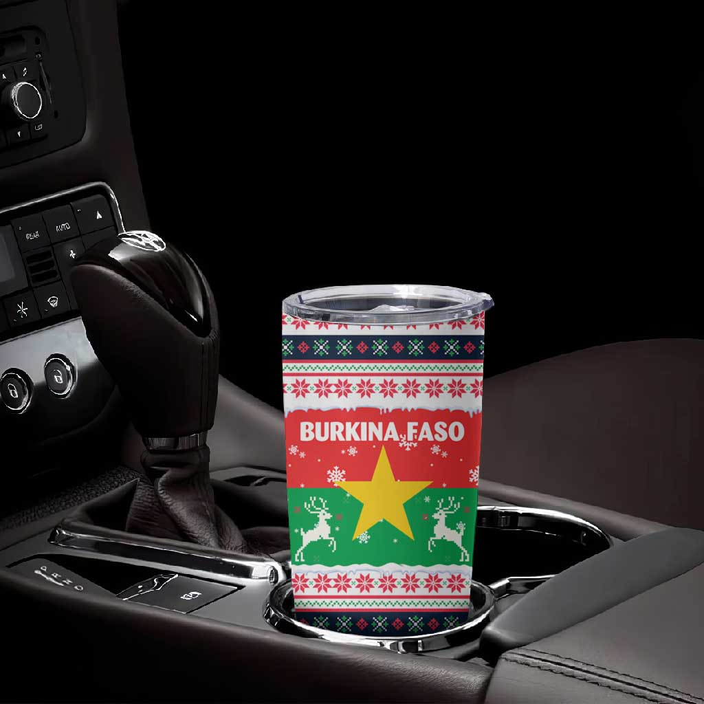 Christmas Burkina Faso Tumbler Cup Reindeer Star Design - African Pride