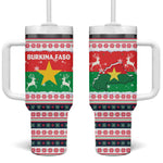 Christmas Burkina Faso Tumbler With Handle Reindeer Star Design - African Pride