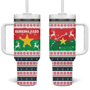 Christmas Burkina Faso Tumbler With Handle Reindeer Star Design - African Pride