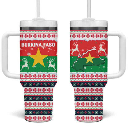 Christmas Burkina Faso Tumbler With Handle Reindeer Star Design - African Pride
