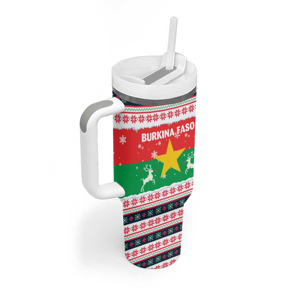 Christmas Burkina Faso Tumbler With Handle Reindeer Star Design - African Pride