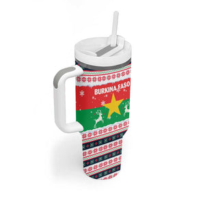 Christmas Burkina Faso Tumbler With Handle Reindeer Star Design - African Pride