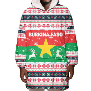 Christmas Burkina Faso Wearable Blanket Hoodie Reindeer Star Design - African Pride