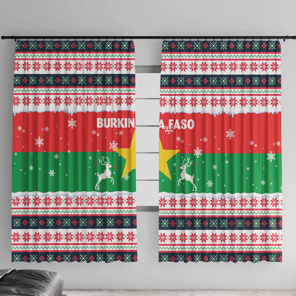 Christmas Burkina Faso Window Curtain Reindeer Star Design - African Pride