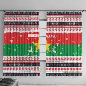 Christmas Burkina Faso Window Curtain Reindeer Star Design - African Pride