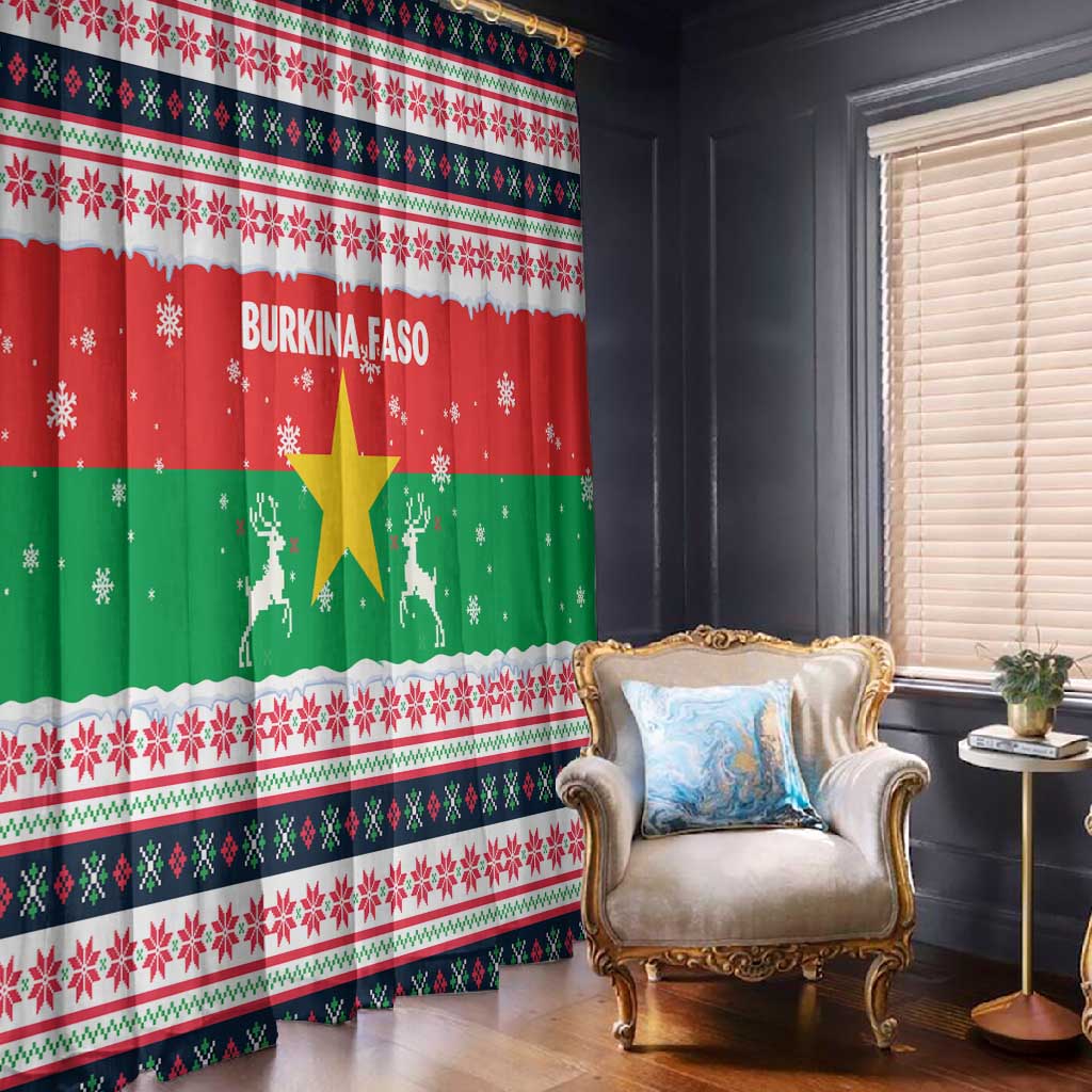 Christmas Burkina Faso Window Curtain Reindeer Star Design - African Pride