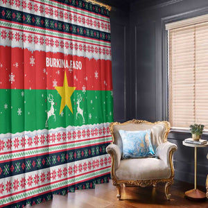 Christmas Burkina Faso Window Curtain Reindeer Star Design - African Pride