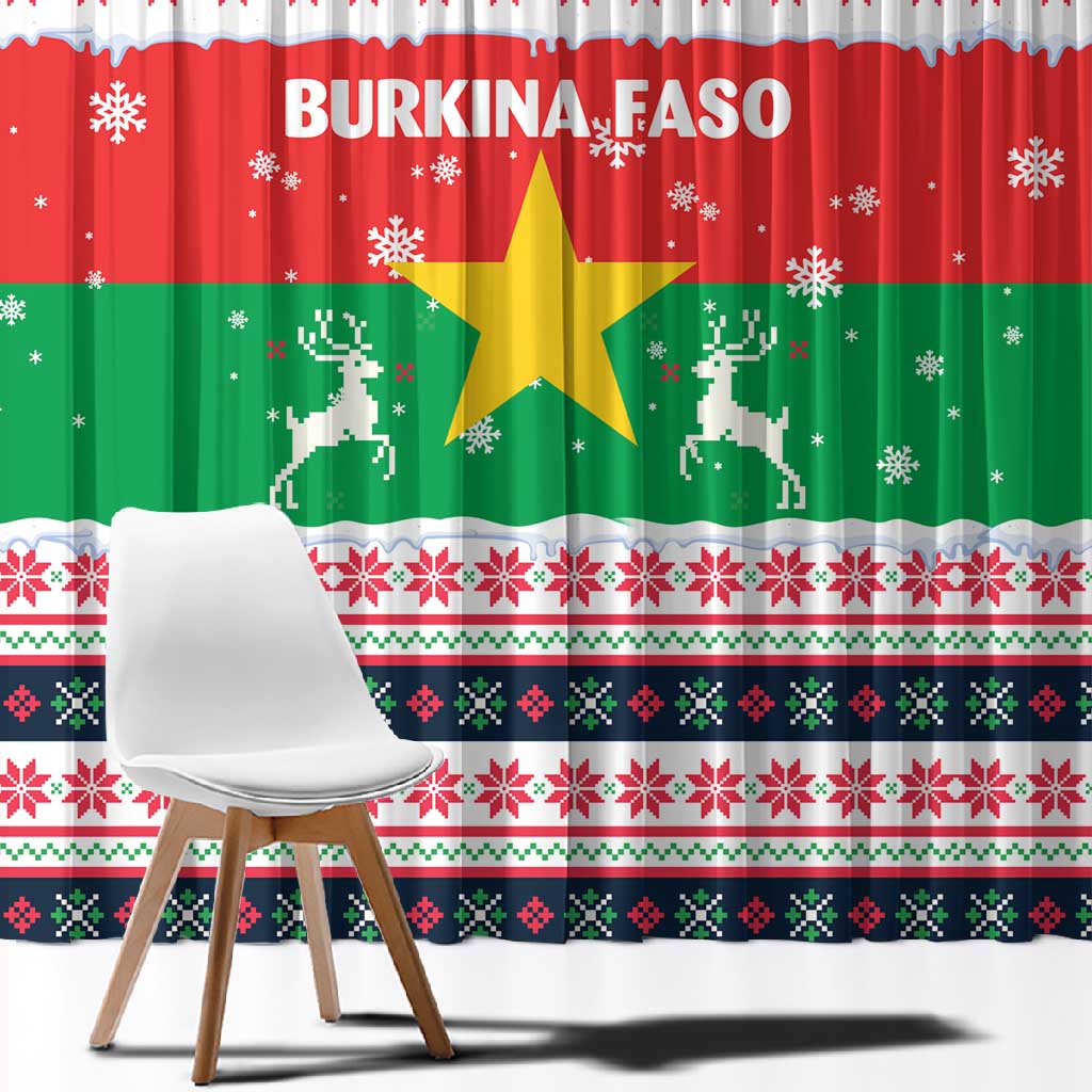 Christmas Burkina Faso Window Curtain Reindeer Star Design - African Pride
