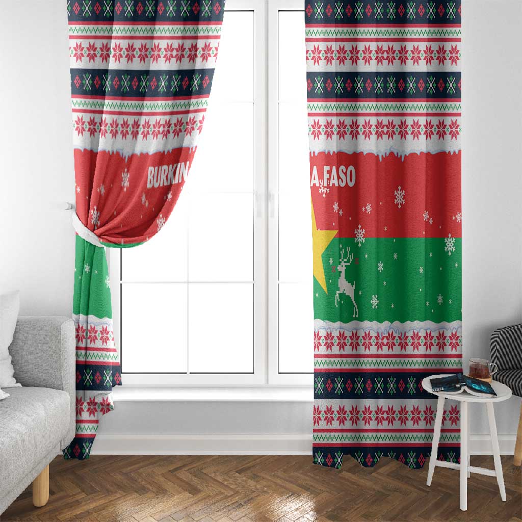 Christmas Burkina Faso Window Curtain Reindeer Star Design - African Pride