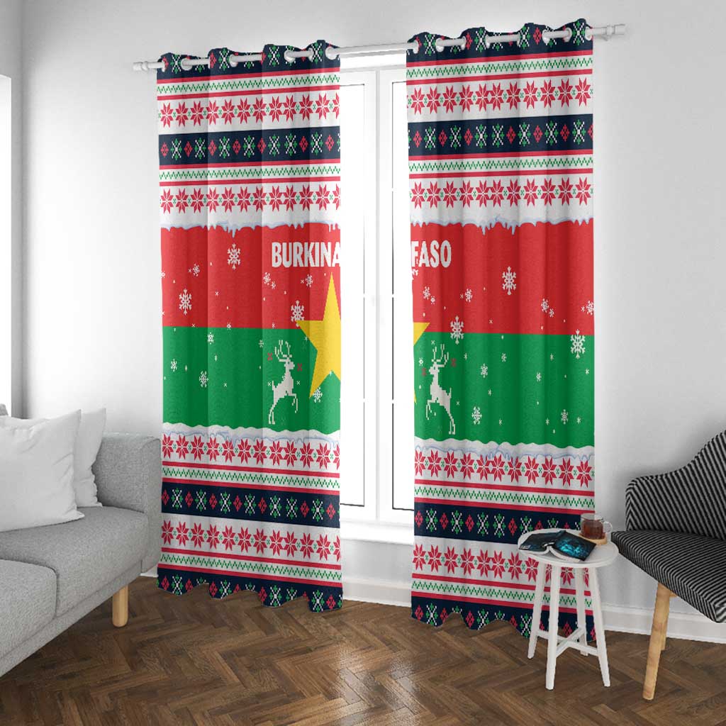 Christmas Burkina Faso Window Curtain Reindeer Star Design - African Pride