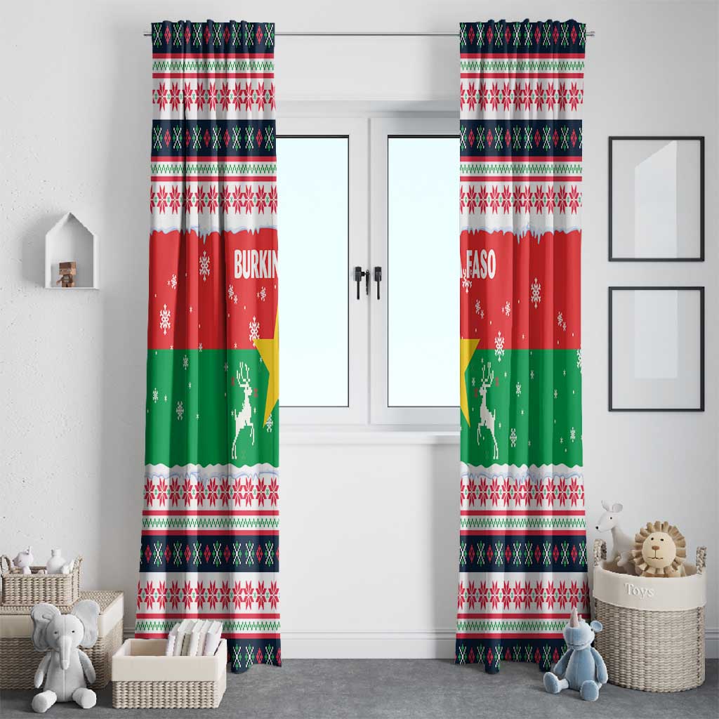 Christmas Burkina Faso Window Curtain Reindeer Star Design - African Pride
