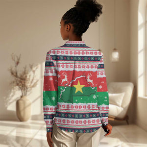 Christmas Burkina Faso Women Casual Shirt Reindeer Star Design - African Pride