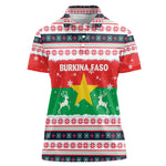 Christmas Burkina Faso Women Polo Shirt Reindeer Star Design - African Pride