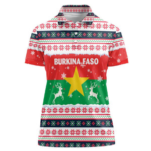 Christmas Burkina Faso Women Polo Shirt Reindeer Star Design - African Pride