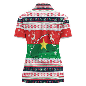 Christmas Burkina Faso Women Polo Shirt Reindeer Star Design - African Pride