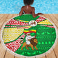 Ethiopia Christmas Beach Blanket Santa Riding Lion Ethiopian Flag Colors and Tribal - African Pride