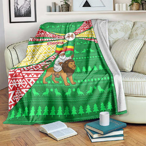 Ethiopia Christmas Blanket Santa Riding Lion Ethiopian Flag Colors and Tribal - African Pride