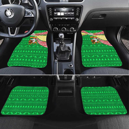 Ethiopia Christmas Car Mats Santa Riding Lion Ethiopian Flag Colors and Tribal - African Pride