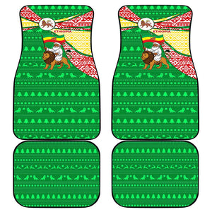 Ethiopia Christmas Car Mats Santa Riding Lion Ethiopian Flag Colors and Tribal - African Pride