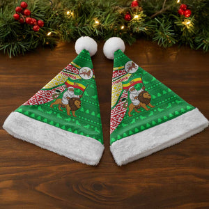 Ethiopia Christmas Santa Hat Santa Riding Lion Ethiopian Flag Colors and Tribal - African Pride