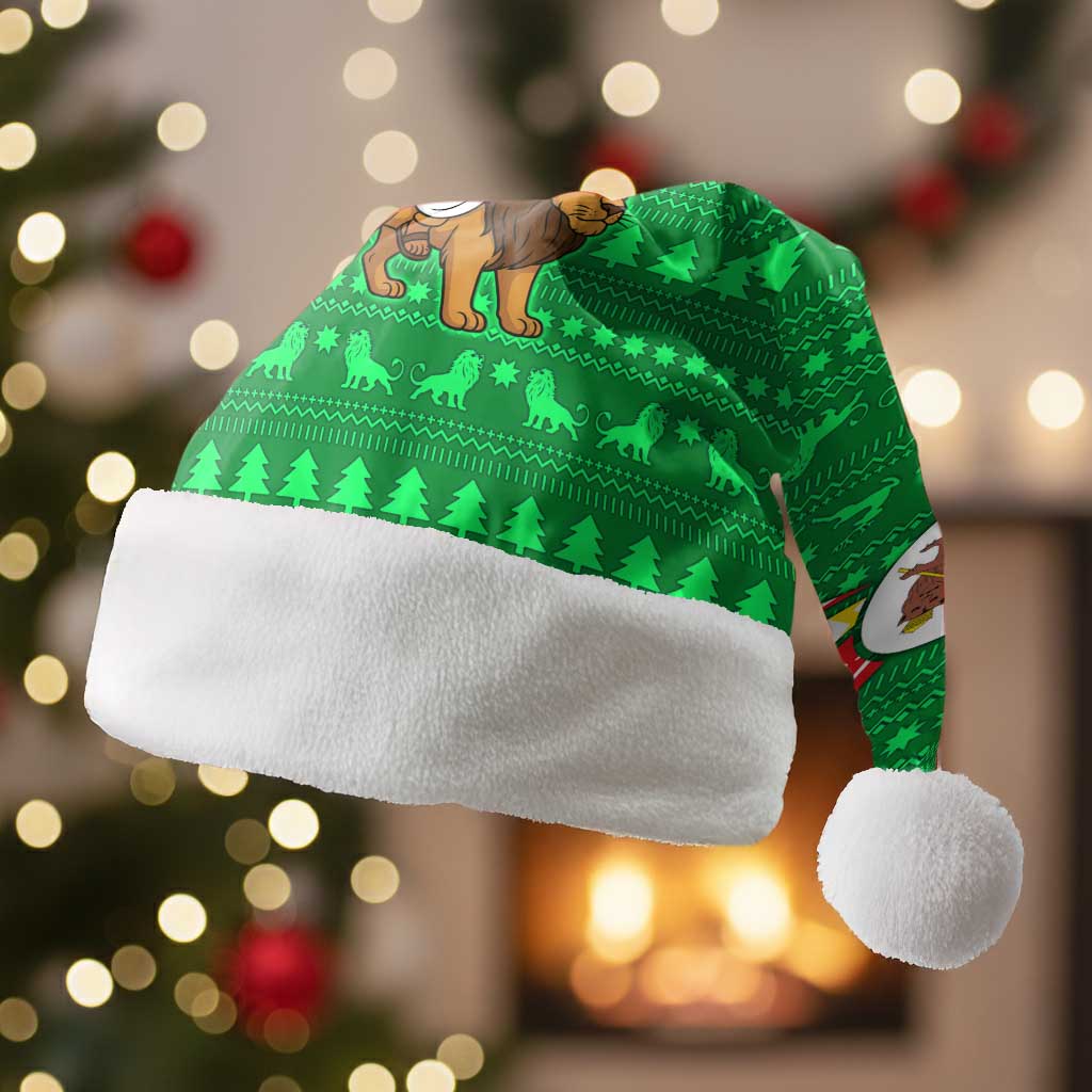 Ethiopia Christmas Santa Hat Santa Riding Lion Ethiopian Flag Colors and Tribal - African Pride