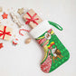 Ethiopia Christmas Stocking Santa Riding Lion Ethiopian Flag Colors and Tribal - African Pride