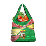 Ethiopia Christmas Grocery Bag Santa Riding Lion Ethiopian Flag Colors and Tribal - African Pride