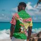 Ethiopia Christmas Hawaiian Shirt Santa Riding Lion Ethiopian Flag Colors and Tribal - African Pride