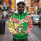 Ethiopia Christmas Hoodie Santa Riding Lion Ethiopian Flag Colors and Tribal - African Pride