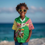 Ethiopia Christmas Kid Hawaiian Shirt Santa Riding Lion Ethiopian Flag Colors and Tribal - African Pride