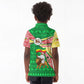 Ethiopia Christmas Kid Polo Shirt Santa Riding Lion Ethiopian Flag Colors and Tribal - African Pride