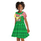 Ethiopia Christmas Kid Short Sleeve Dress Santa Riding Lion Ethiopian Flag Colors and Tribal - African Pride