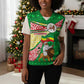 Ethiopia Christmas Knitted V-Neck Vest Santa Riding Lion Ethiopian Flag Colors and Tribal - African Pride