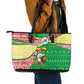 Ethiopia Christmas Leather Tote Bag Santa Riding Lion Ethiopian Flag Colors and Tribal - African Pride