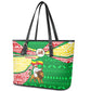 Ethiopia Christmas Leather Tote Bag Santa Riding Lion Ethiopian Flag Colors and Tribal - African Pride