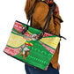 Ethiopia Christmas Leather Tote Bag Santa Riding Lion Ethiopian Flag Colors and Tribal - African Pride