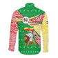 Ethiopia Christmas Long Sleeve Button Shirt Santa Riding Lion Ethiopian Flag Colors and Tribal - African Pride