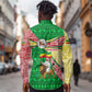 Ethiopia Christmas Long Sleeve Button Shirt Santa Riding Lion Ethiopian Flag Colors and Tribal - African Pride