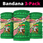 Ethiopia Christmas Neck Gaiter Santa Riding Lion Ethiopian Flag Colors and Tribal - African Pride