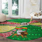 Ethiopia Christmas Round Carpet Santa Riding Lion Ethiopian Flag Colors and Tribal - African Pride